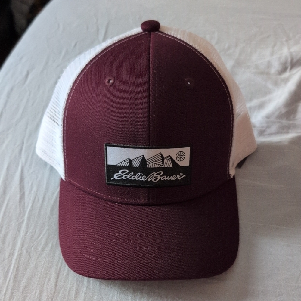 Eddie Bauer Burgundy and White Hat